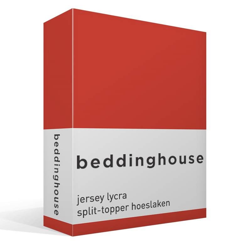 Goedkoopste Beddinghouse jersey lycra split-topper hoeslaken Coral Red Lits-jumeaux (160x200/220 cm)