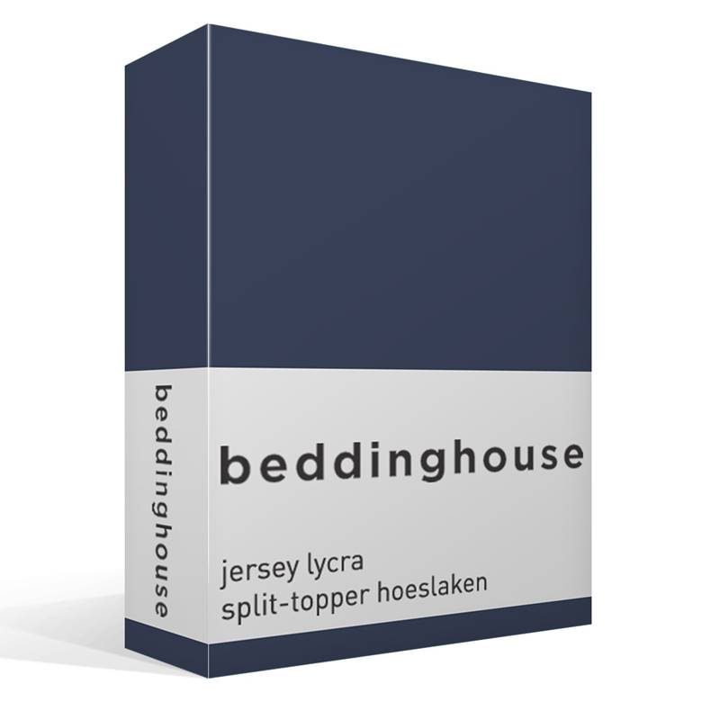 Goedkoopste Beddinghouse jersey lycra split-topper hoeslaken Indigo Lits-jumeaux (160x200/220 cm)