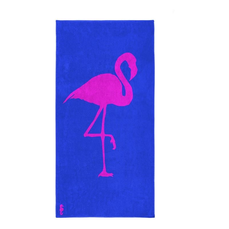 Goedkoopste Seahorse Flamingo strandlaken Blue 100x180 cm