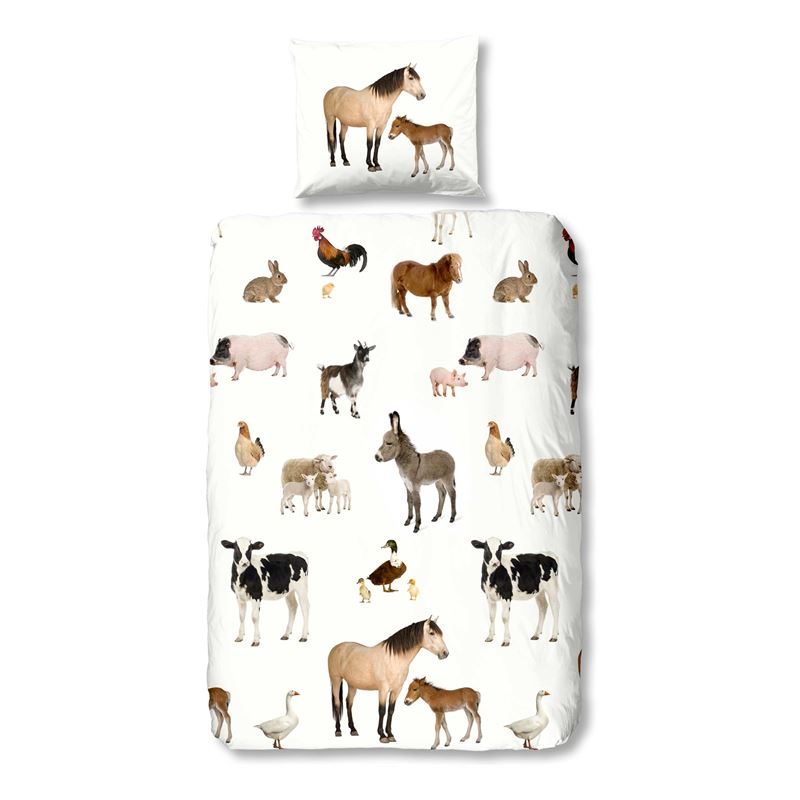 Good Morning Farm dekbedovertrek Off-white 1-persoons (140x220 cm + 1 sloop)