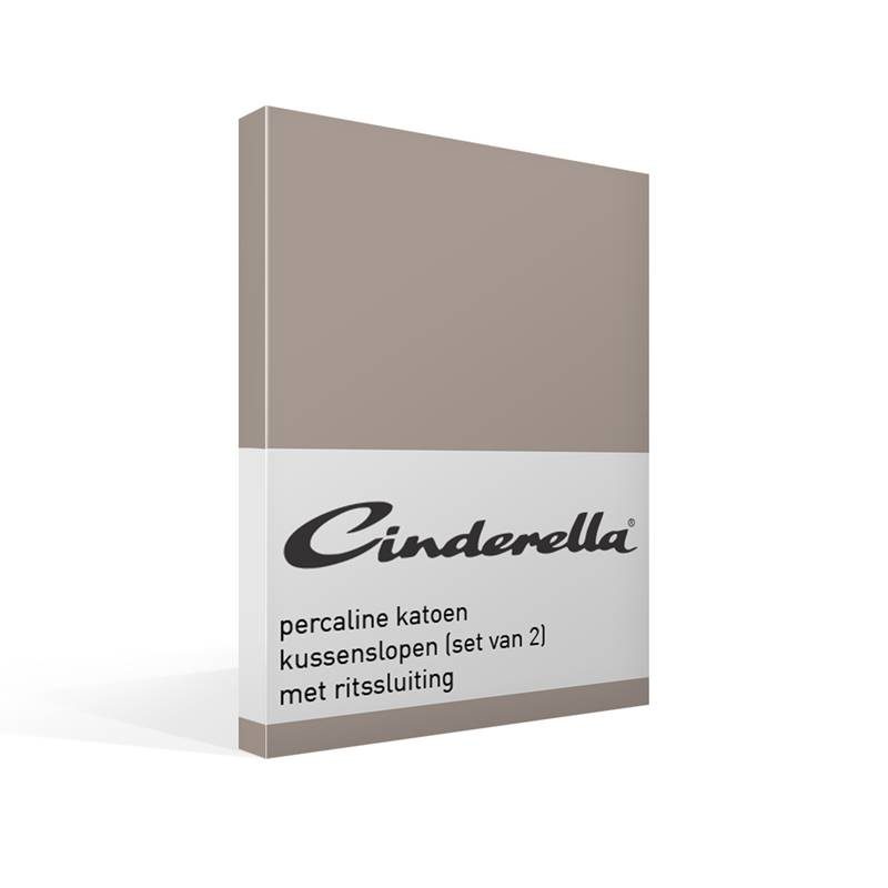 Goedkoopste Cinderella basic percaline katoen kussenslopen (set van 2) Taupe 40x80 cm