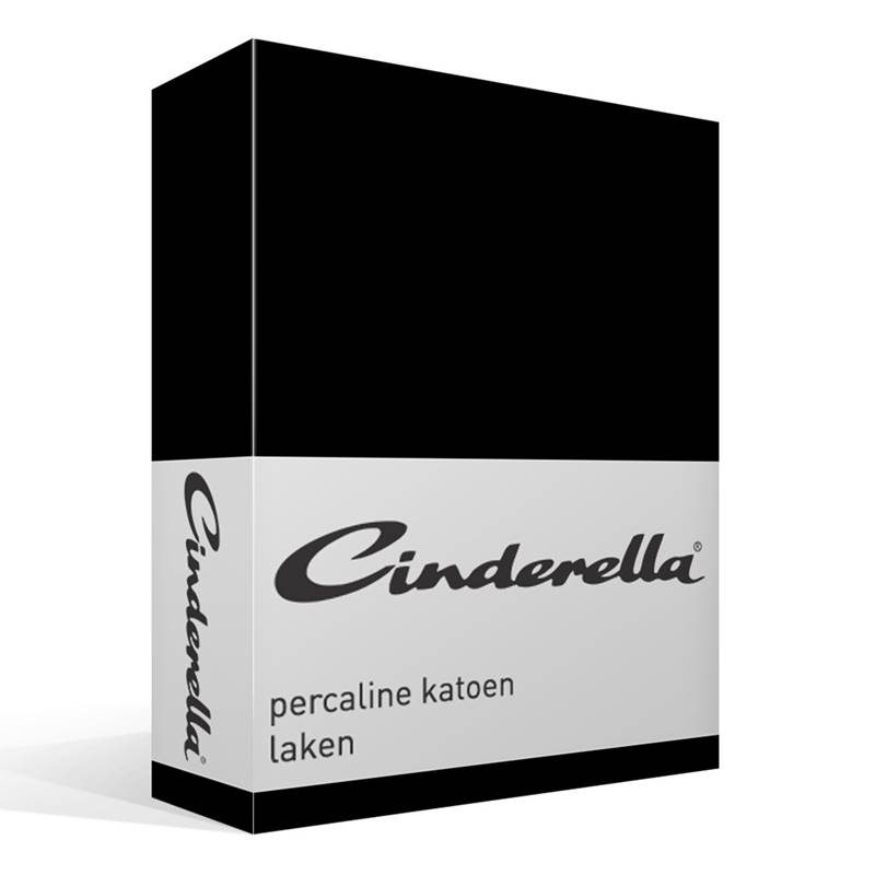 Cinderella Basic percaline katoen laken Black 1-persoons (160x260 cm)
