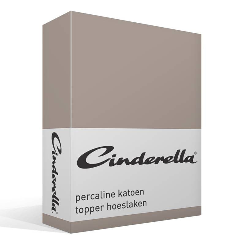 Cinderella basic percaline katoen topper hoeslaken Taupe Lits-jumeaux (180x200 cm)