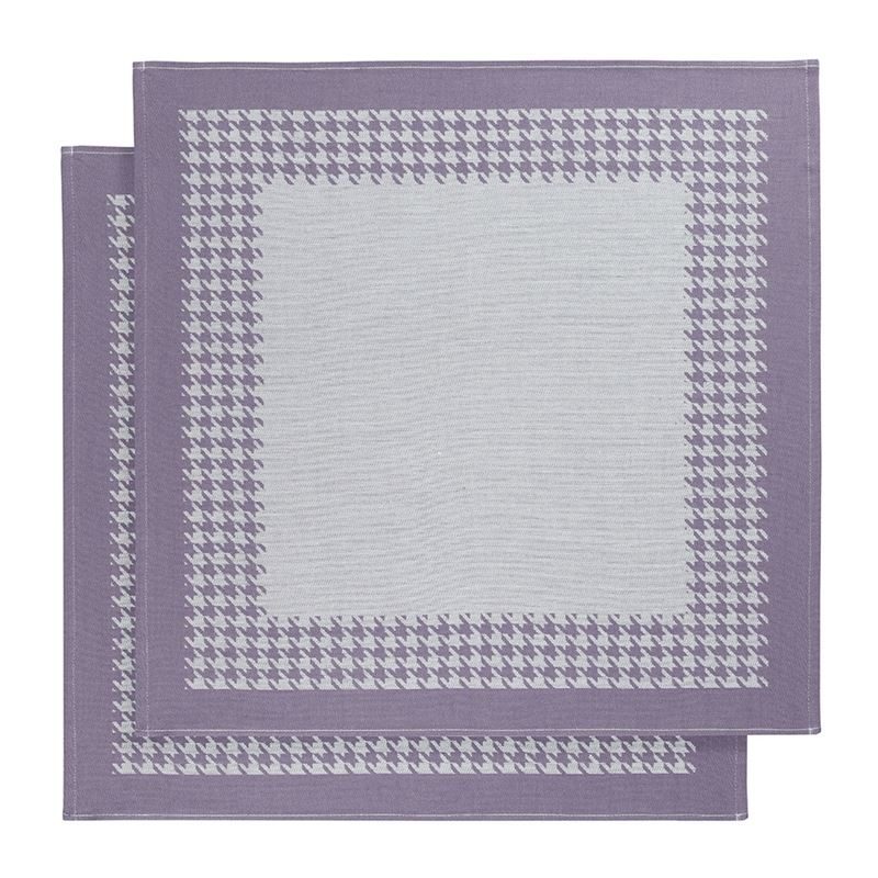 De Witte Lietaer Pied De Poule theedoek (set van 2) Lavender Theedoek (66x66 cm) - Set van 2