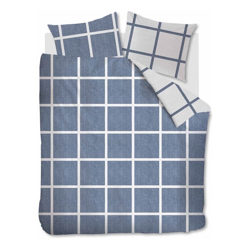 Goedkoopste Rivièra Maison Grand Street flanel dekbedovertrek Blue Lits-jumeaux (260x200/220 cm + 2 slopen)