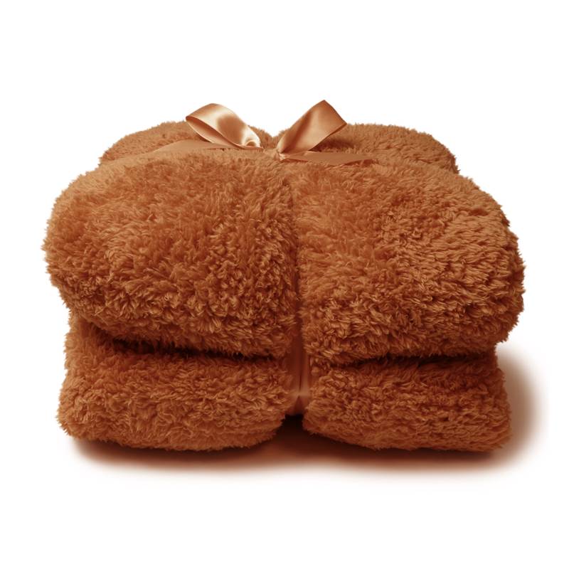 Goedkoopste Unique Living Teddy fleece plaid Hazel brown 150x200 cm