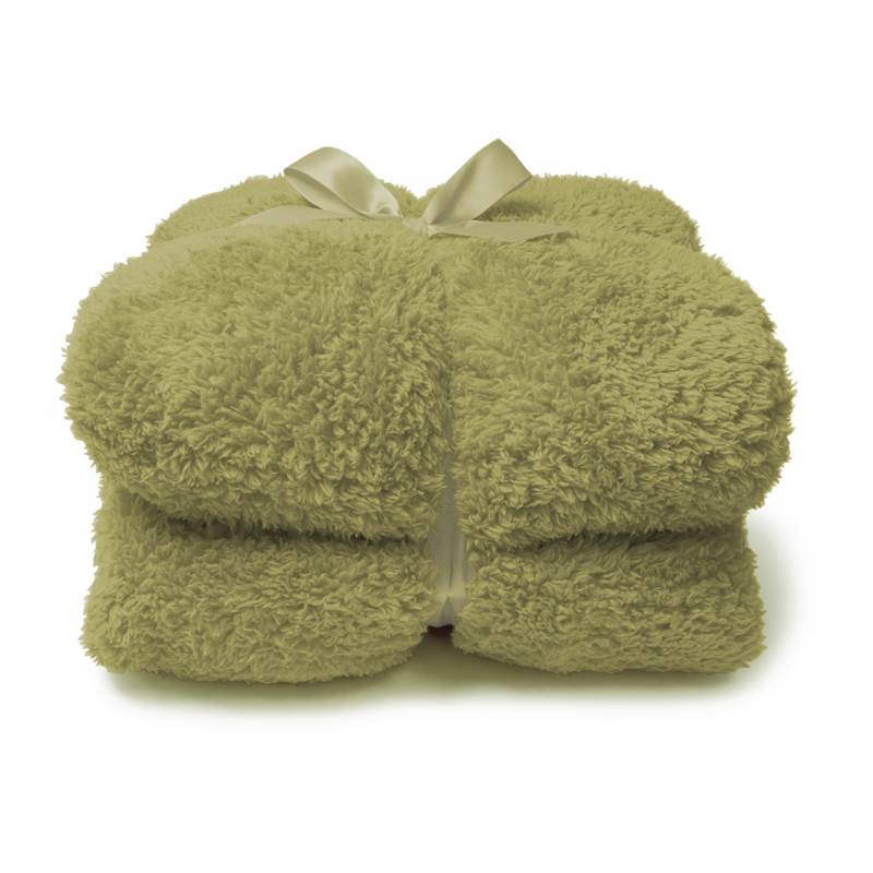 Goedkoopste Unique Living Teddy fleece plaid Oil green 150x200 cm