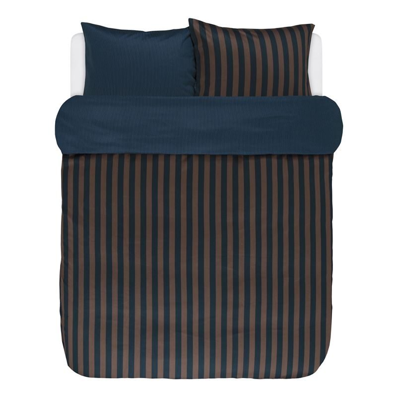 Goedkoopste Marc O'Polo Classic Stripe dekbedovertrek Marine/earth brown Lits-jumeaux (240x200/220 cm + 2 slopen)