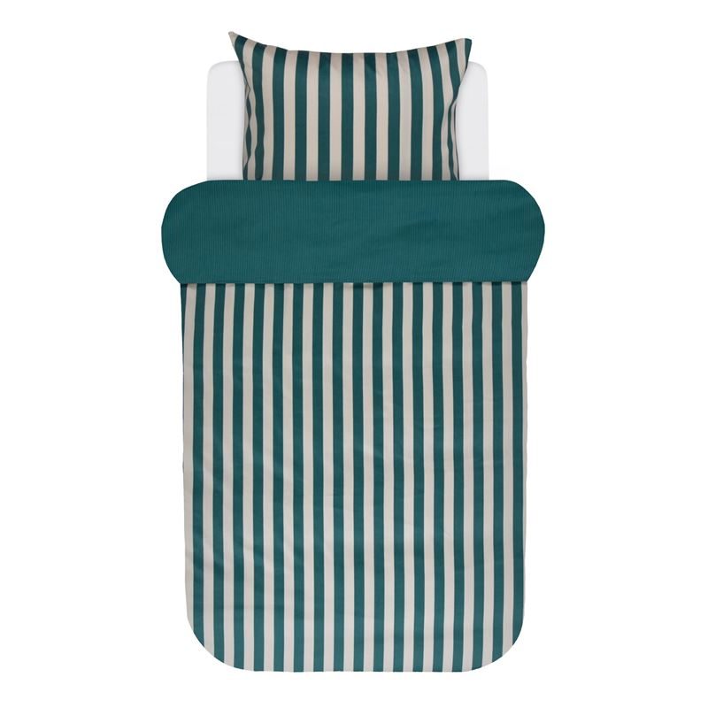 Goedkoopste Marc O'Polo Classic Stripe dekbedovertrek Pine Green 1-persoons (140x200/220 cm + 1 sloop)