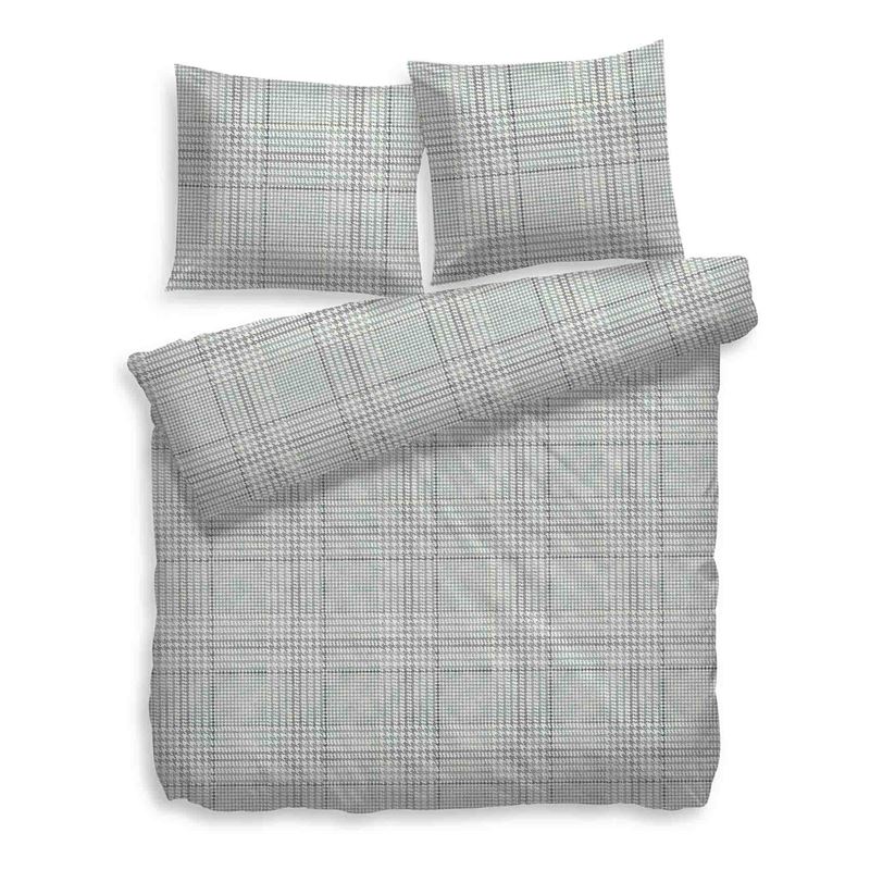 Goedkoopste Heckett & Lane Pearce flanel dekbedovertrek Groen 1-persoons (140x200/220 cm + 1 sloop)