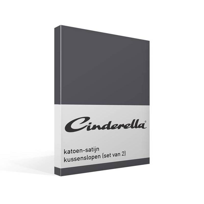 Goedkoopste Cinderella satijn kussensloop (set van 2) Antracite 60x70 cm - Standaardmaat