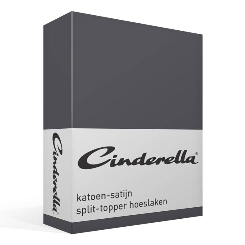 Cinderella satijn split-topper hoeslaken Anthracite Lits-jumeaux (160x200 cm)