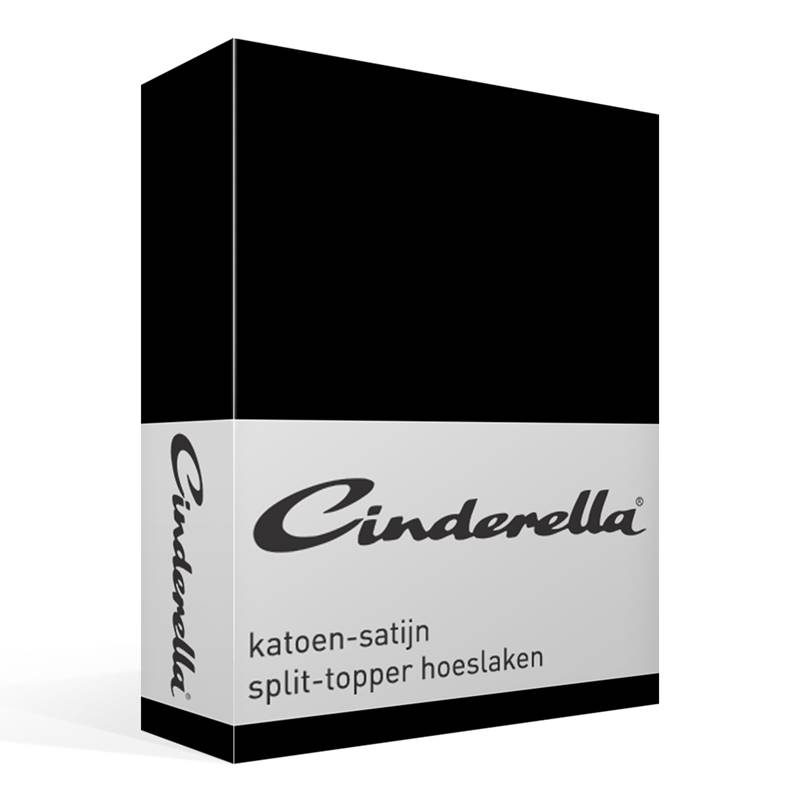 Cinderella satijn split-topper hoeslaken Black Lits-jumeaux (160x200 cm)