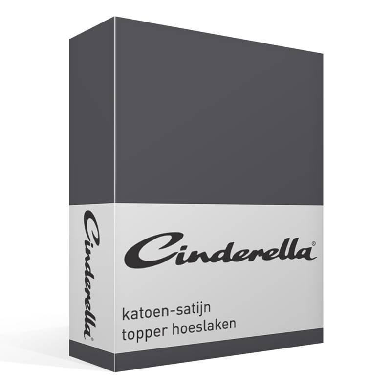 Cinderella satijn topper hoeslaken Anthracite 1-persoons (80x210 cm)