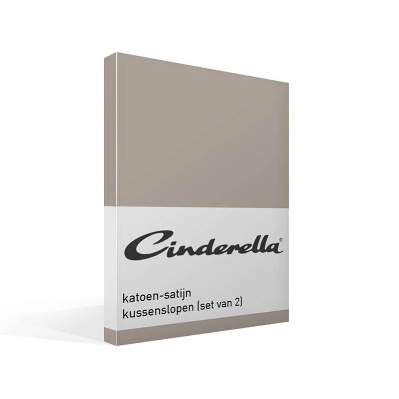 Goedkoopste Cinderella satijn kussensloop (set van 2) Taupe 60x70 cm - Standaardmaat