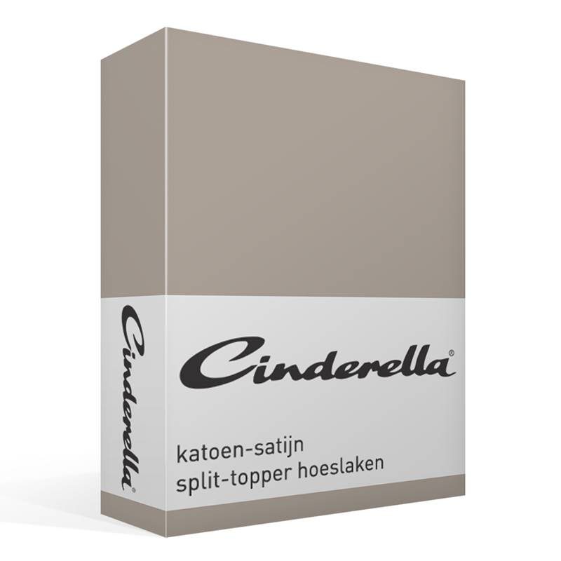 Cinderella satijn split-topper hoeslaken Taupe Lits-jumeaux (160x200 cm)