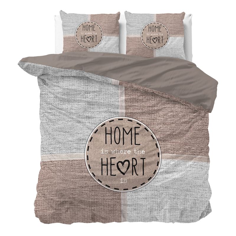 Goedkoopste Dreamhouse Bedding Knitted Home Heart dekbedovertrek Taupe 2-persoons (200x200/220 cm + 2 slopen)