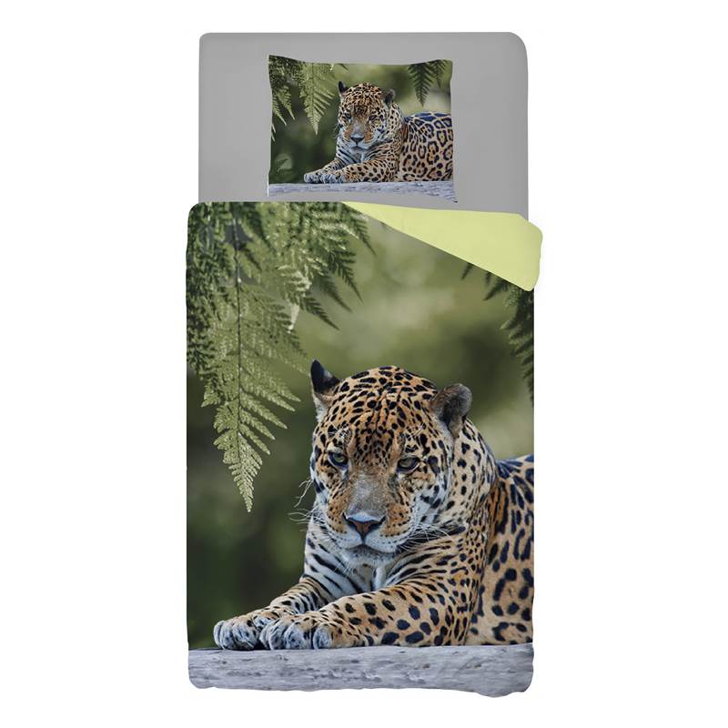 Goedkoopste Snoozing Cheetah dekbedovertrek Groen 1-persoons (140x200/220 cm + 1 sloop)