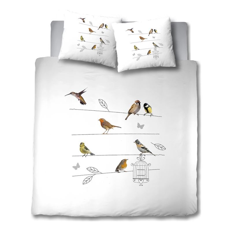 Goedkoopste Snoozing Singing Birds dekbedovertrek Wit Lits-jumeaux (240x200/220 cm + 2 slopen)