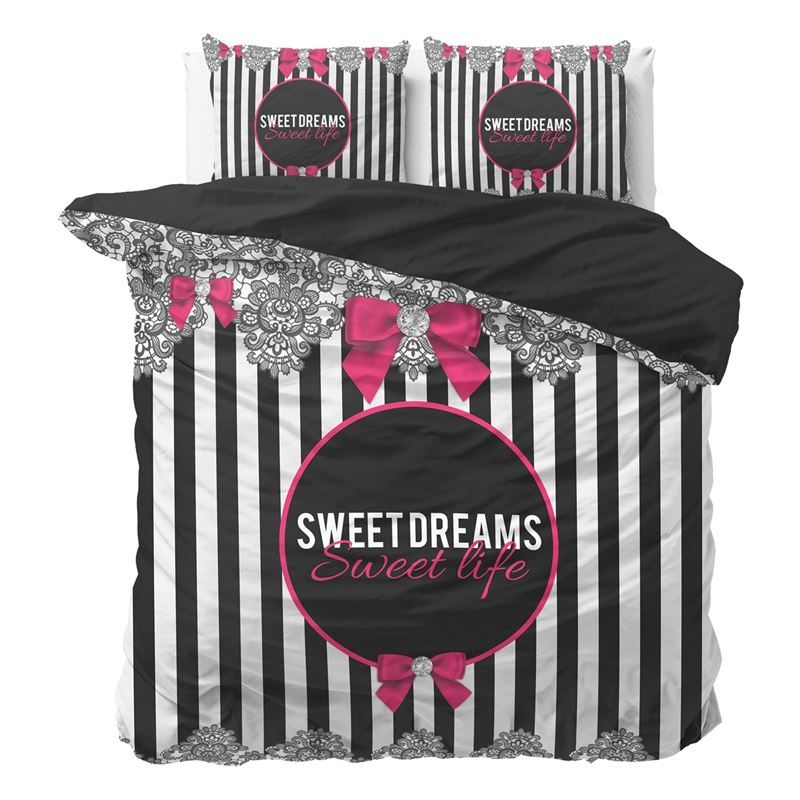 Goedkoopste Dreamhouse Bedding Sweet Life dekbedovertrek Zwart 2-persoons (200x200/220 cm + 2 slopen)