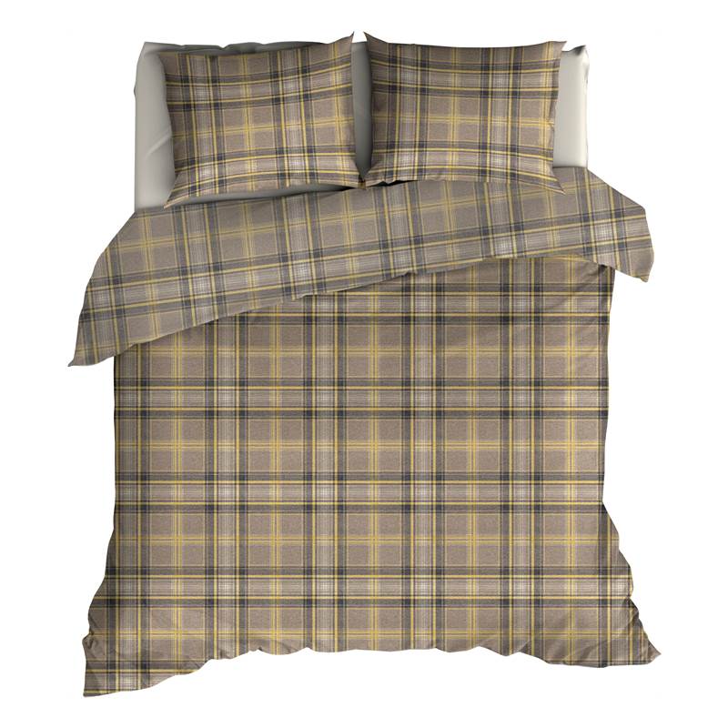 Goedkoopste Romanette Mellrose flanel dekbedovertrek Oker 2-persoons (200x200/220 cm + 2 slopen)