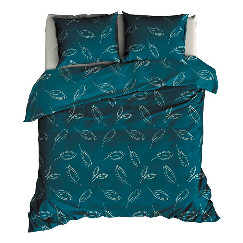 Goedkoopste Satin d'Or Foglia dekbedovertrek Teal 1-persoons (140x200/220 cm + 1 sloop)