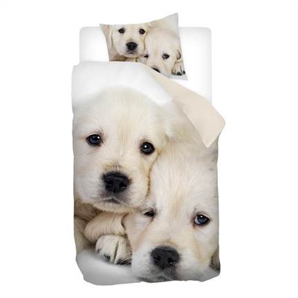shampoo compressie Kamer Snoozing Puppy Love dekbedovertrek - Multi - Smulderstextiel.nl